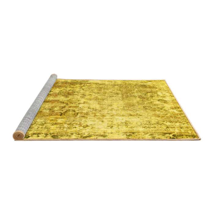 Sideview of Machine Washable Abstract Yellow Modern Rug, wshabs1164yw