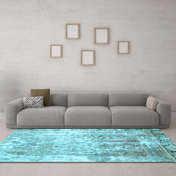 Machine Washable Abstract Light Blue Modern Rug in a Living Room, wshabs1164lblu