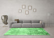 Machine Washable Abstract Emerald Green Modern Area Rugs in a Living Room,, wshabs1164emgrn