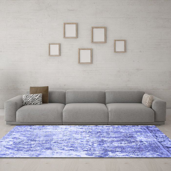 Machine Washable Abstract Blue Modern Rug in a Living Room, wshabs1164blu
