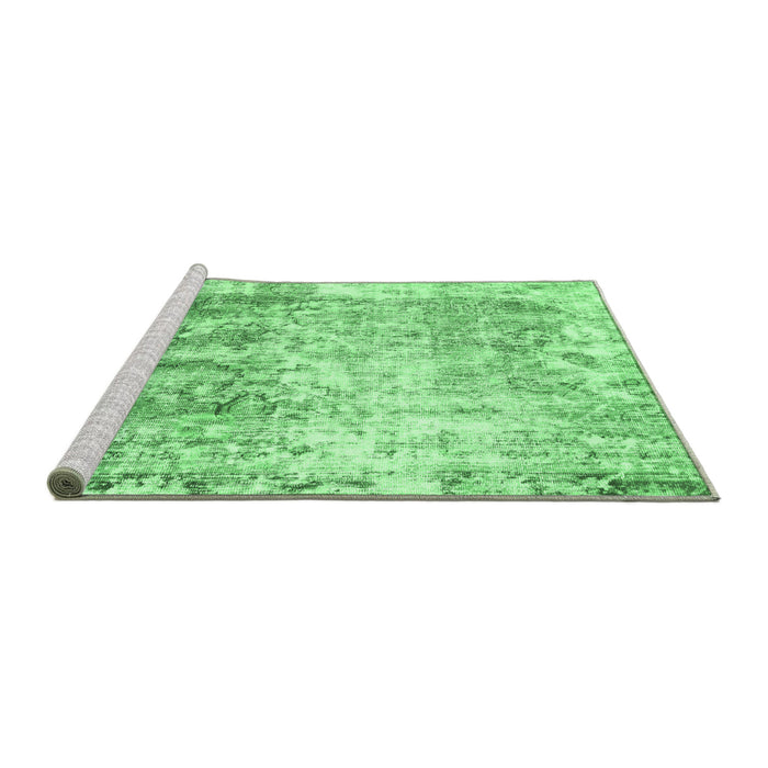 Sideview of Machine Washable Abstract Emerald Green Modern Area Rugs, wshabs1164emgrn
