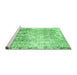 Sideview of Machine Washable Abstract Emerald Green Modern Area Rugs, wshabs1164emgrn