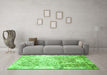 Machine Washable Abstract Green Modern Area Rugs in a Living Room,, wshabs1164grn