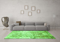 Machine Washable Abstract Green Modern Rug, wshabs1164grn