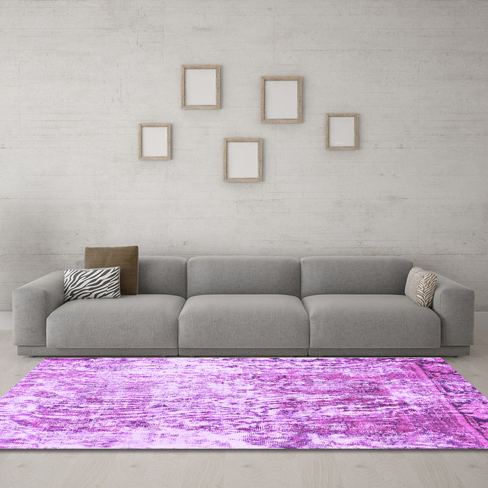 Machine Washable Abstract Purple Modern Area Rugs in a Living Room, wshabs1164pur