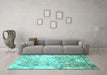 Machine Washable Abstract Turquoise Modern Area Rugs in a Living Room,, wshabs1164turq