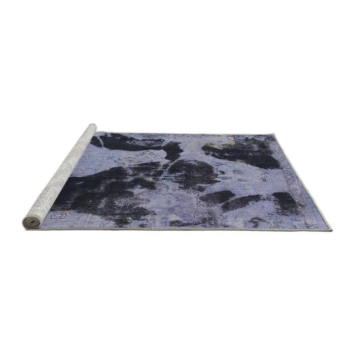 Sideview of Machine Washable Abstract Blue Gray Rug, wshabs1165