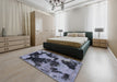 Machine Washable Abstract Blue Gray Rug in a Bedroom, wshabs1165