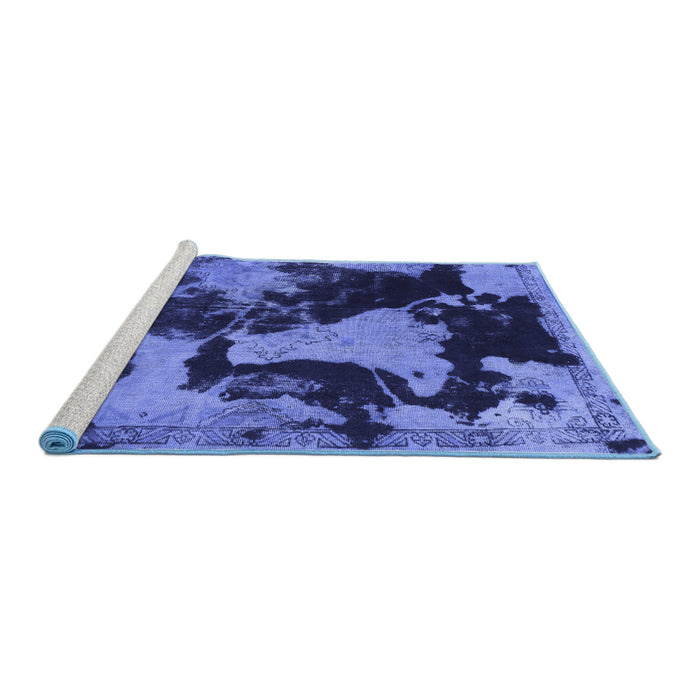 Sideview of Machine Washable Abstract Blue Modern Rug, wshabs1165blu