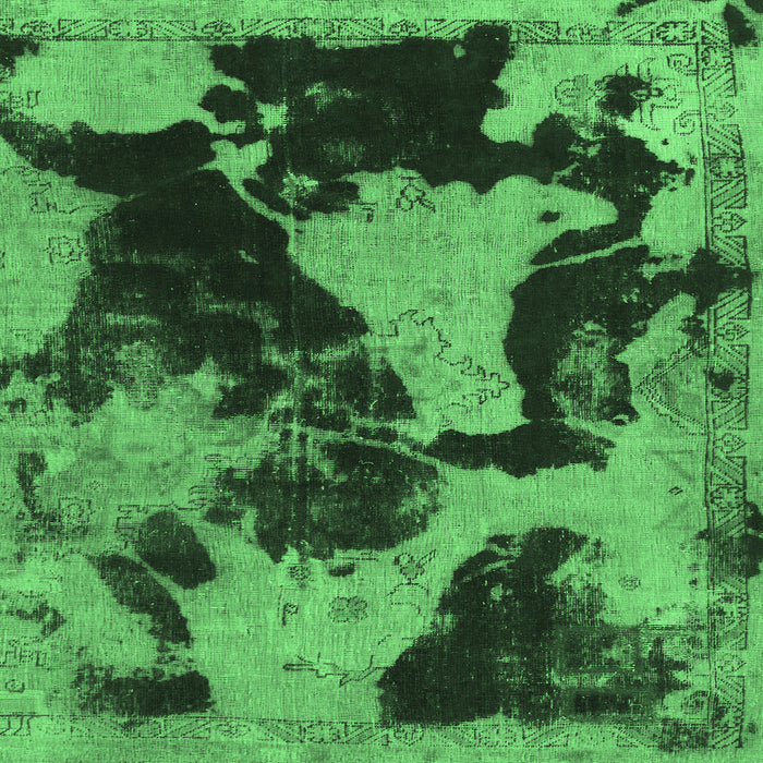 Square Machine Washable Abstract Emerald Green Modern Area Rugs, wshabs1165emgrn