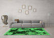 Machine Washable Abstract Green Modern Area Rugs in a Living Room,, wshabs1165grn