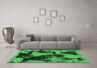 Machine Washable Abstract Green Modern Rug, wshabs1165grn