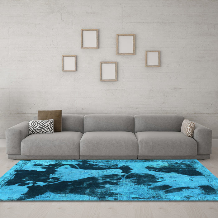 Machine Washable Abstract Light Blue Modern Rug in a Living Room, wshabs1165lblu