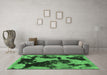 Machine Washable Abstract Emerald Green Modern Area Rugs in a Living Room,, wshabs1165emgrn