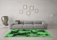 Machine Washable Abstract Emerald Green Modern Rug, wshabs1165emgrn