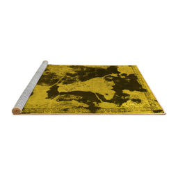 Sideview of Machine Washable Abstract Yellow Modern Rug, wshabs1165yw