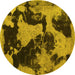 Round Abstract Yellow Modern Rug, abs1165yw