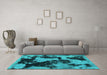 Machine Washable Abstract Turquoise Modern Area Rugs in a Living Room,, wshabs1165turq