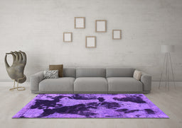 Machine Washable Abstract Purple Modern Area Rugs in a Living Room, wshabs1165pur