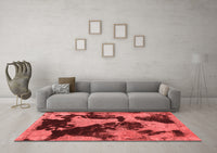 Machine Washable Abstract Red Modern Rug, wshabs1165red