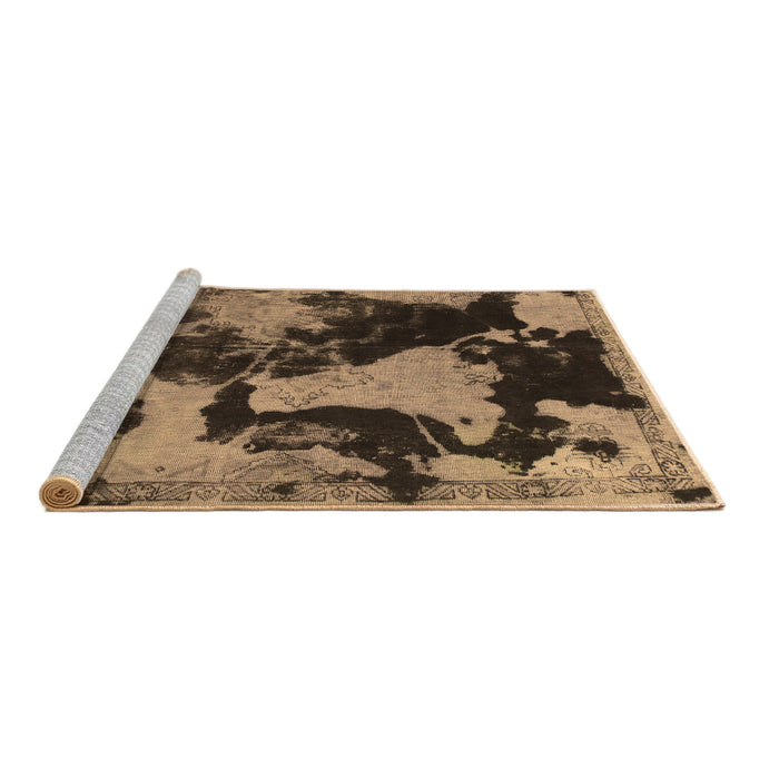 Sideview of Machine Washable Abstract Brown Modern Rug, wshabs1165brn