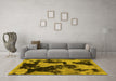 Machine Washable Abstract Yellow Modern Rug in a Living Room, wshabs1165yw