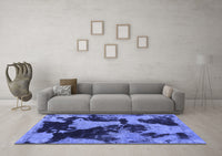 Machine Washable Abstract Blue Modern Rug, wshabs1165blu