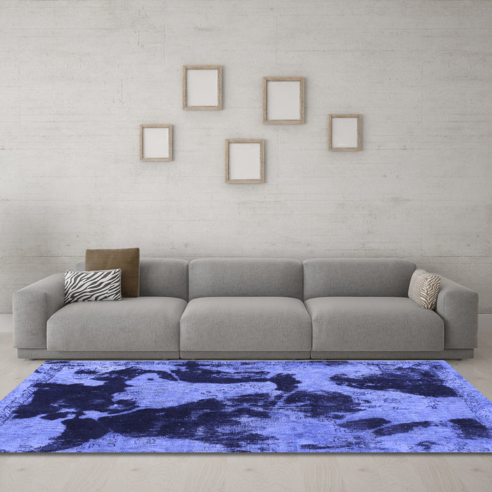 Machine Washable Abstract Blue Modern Rug in a Living Room, wshabs1165blu