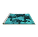 Sideview of Machine Washable Abstract Turquoise Modern Area Rugs, wshabs1165turq