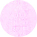 Round Machine Washable Solid Pink Modern Rug, wshabs1166pnk