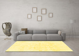 Machine Washable Solid Yellow Modern Rug in a Living Room, wshabs1166yw