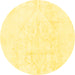 Round Machine Washable Solid Yellow Modern Rug, wshabs1166yw