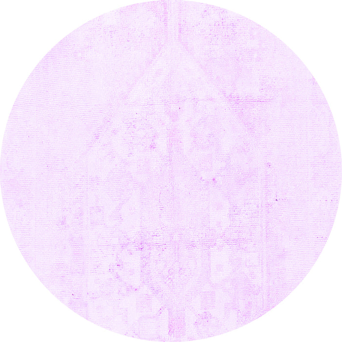 Round Machine Washable Solid Purple Modern Area Rugs, wshabs1166pur
