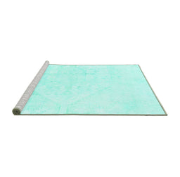Sideview of Machine Washable Solid Turquoise Modern Area Rugs, wshabs1166turq