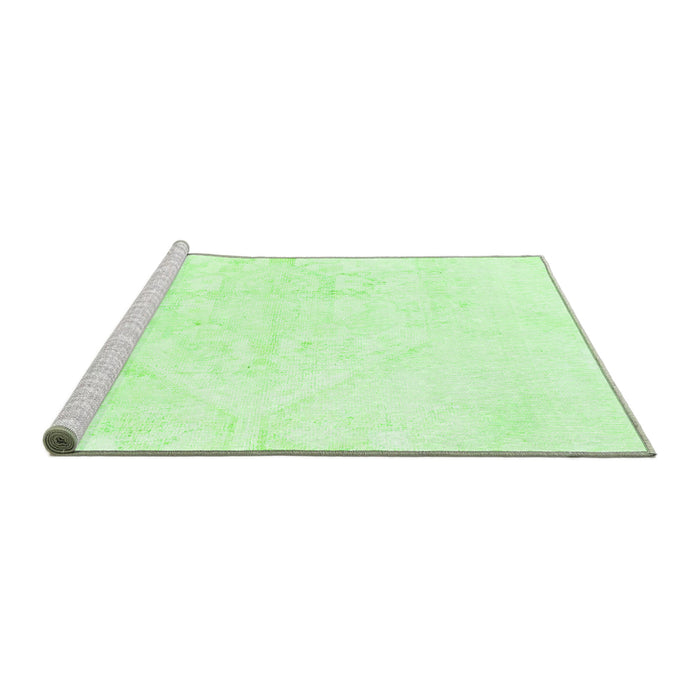 Sideview of Machine Washable Solid Green Modern Area Rugs, wshabs1166grn