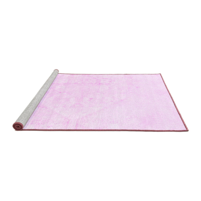 Sideview of Machine Washable Solid Pink Modern Rug, wshabs1166pnk