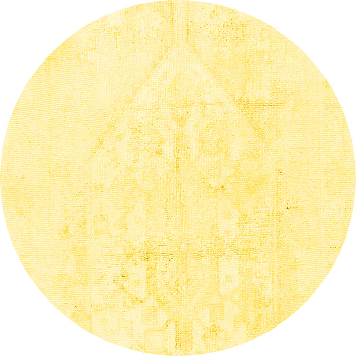 Round Solid Yellow Modern Rug, abs1166yw