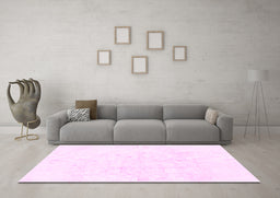 Machine Washable Solid Pink Modern Rug in a Living Room, wshabs1166pnk