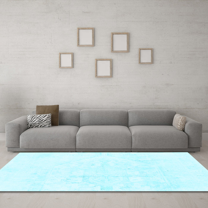 Machine Washable Solid Light Blue Modern Rug in a Living Room, wshabs1166lblu