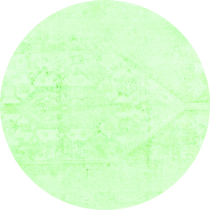 Round Machine Washable Solid Green Modern Area Rugs, wshabs1166grn