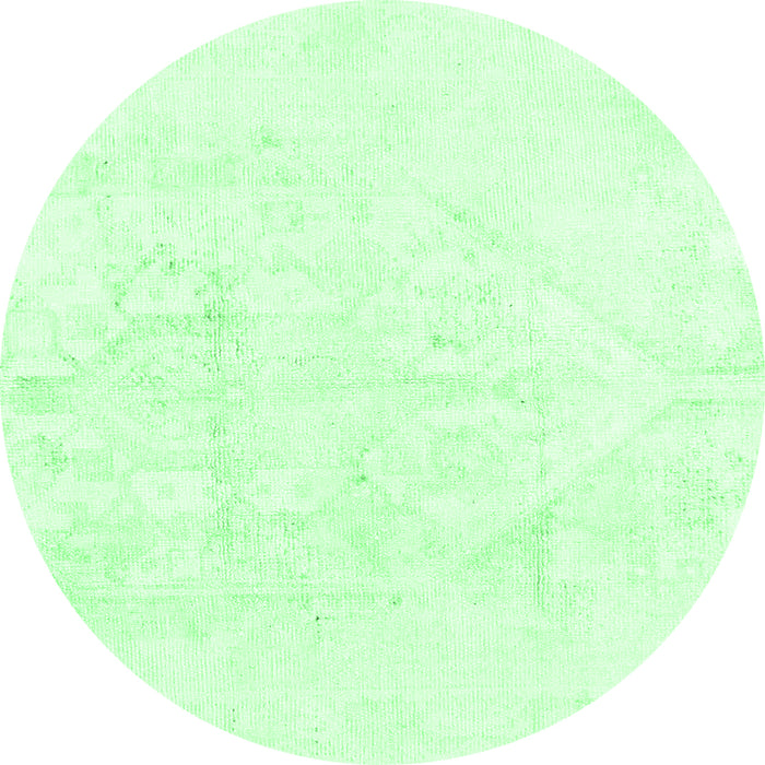 Round Machine Washable Solid Emerald Green Modern Area Rugs, wshabs1166emgrn