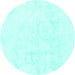 Round Solid Turquoise Modern Rug, abs1166turq