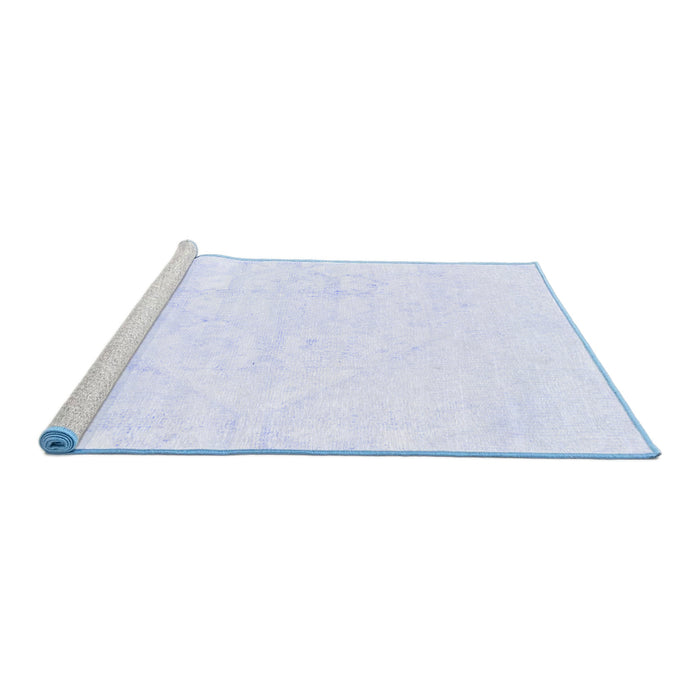 Sideview of Machine Washable Solid Blue Modern Rug, wshabs1166blu