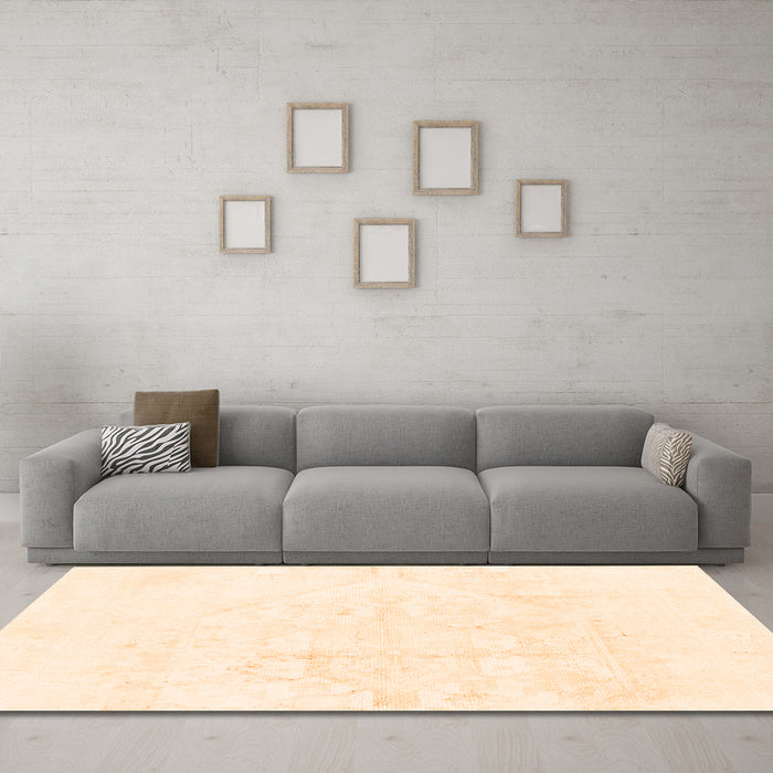 Machine Washable Solid Orange Modern Area Rugs in a Living Room, wshabs1166org