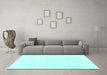 Machine Washable Solid Turquoise Modern Area Rugs in a Living Room,, wshabs1166turq