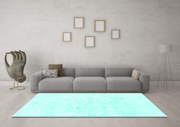 Machine Washable Solid Turquoise Modern Area Rugs in a Living Room,, wshabs1166turq