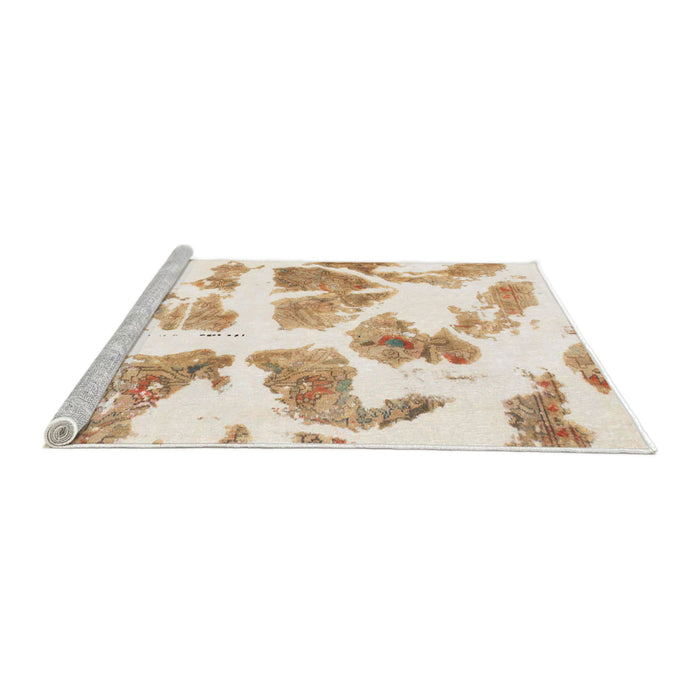 Sideview of Machine Washable Abstract Brown Sand Brown Rug, wshabs1167