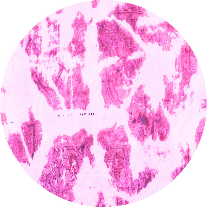 Round Abstract Pink Modern Rug, abs1167pnk