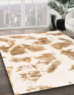 Abstract Brown Sand Brown Modern Rug in Family Room, abs1167