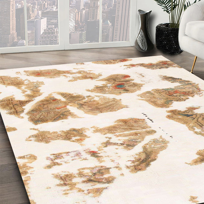 Abstract Brown Sand Brown Modern Rug in Family Room, abs1167